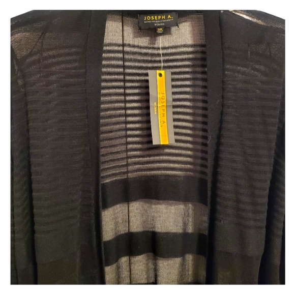 Woman's Sheer Stripe Black Cardigan by Joseph A - Picture 2 of 8